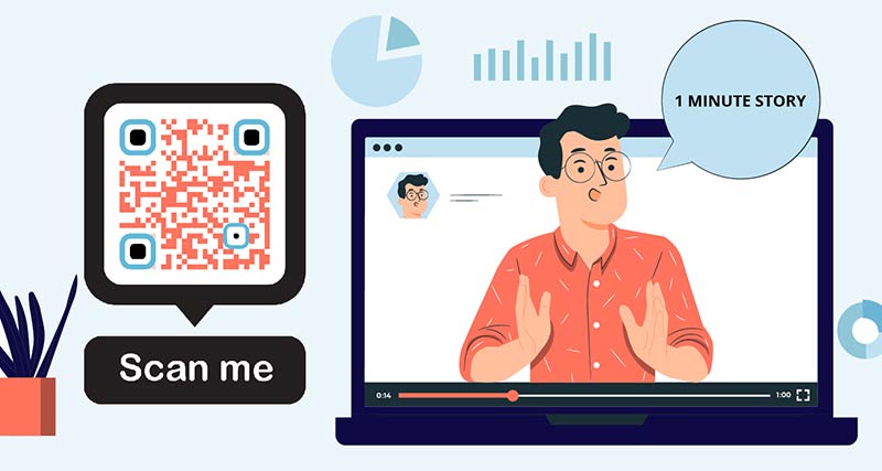 Código QR que lleva a un breve vídeo de un minuto