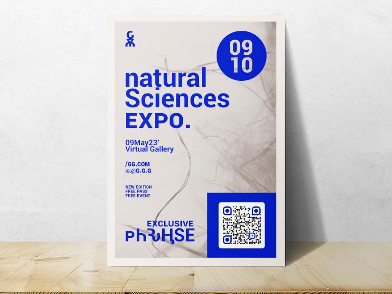 vídeo Código QR en el stand de la exposición de ciencias naturales
