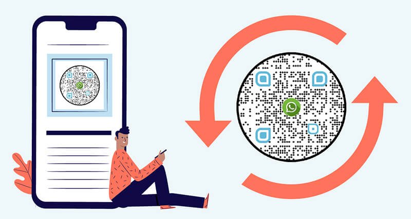 Un hombre escanea su teléfono para disfrutar del generador de códigos QR de WhatsApp