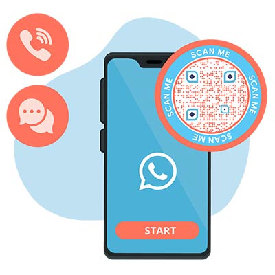 Un teléfono con el código de barras de WhatsApp activado después de escanear el código QR