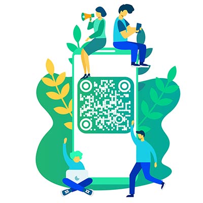 Código QR de Facebook de Pageloot en el teléfono con fondo verde