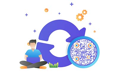 Edición y actualización del código QR de texto por un hombre