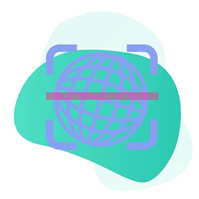 Icono de Internet y escáner sobre fondo verde