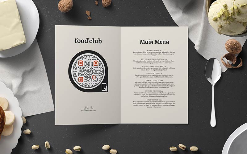 Menú de restaurante con código QR dinámico redondo