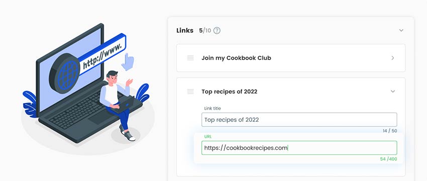 Mitme URL-linki kopeerimine ja kleepimine generaatorisse, et luua mitme lingiga QR-kood