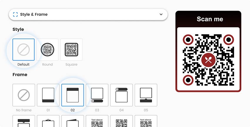 Changing the design of the QR code in the tool