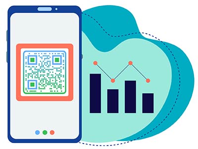 Cuadro de mando analítico del código QR en el generador, mostrando puntos de datos clave