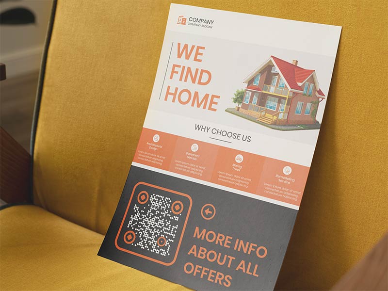 Código QR en un folleto inmobiliario