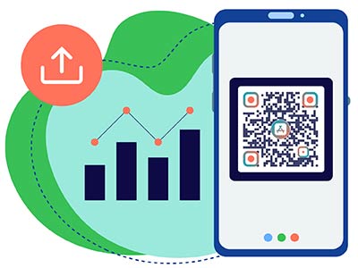 Panel de códigos QR de la aplicación con análisis