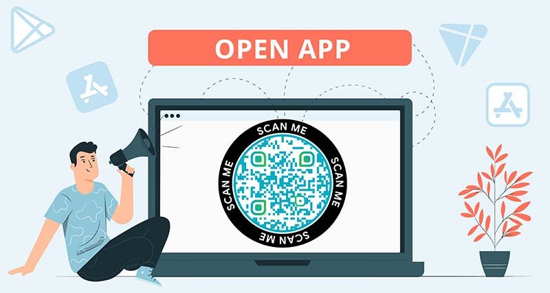 Código QR para aplicaciones con un marco de llamada a la acción