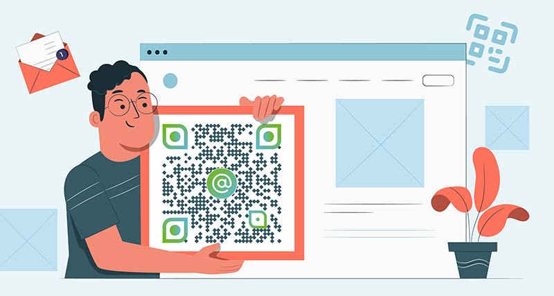 maandumisleht koos e-posti QR-koodiga