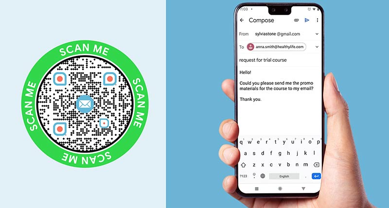 Kuidas teha QR-koodi, mis viib Gmaili rakendusse, et kirjutada e-kiri