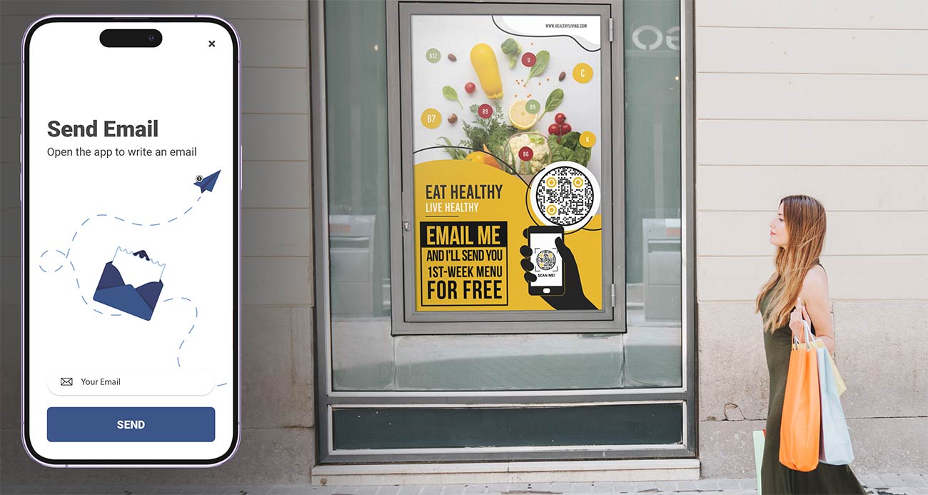 QR code with email on a banner on the street