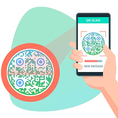 telefon skaneerib e-posti QR-koodi