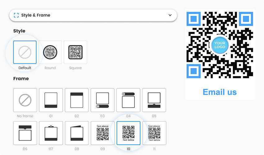 lisada e-posti QR-koodile stiil