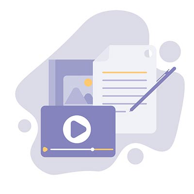 Iconos de diferentes archivos sobre un fondo gris y la imagen de un icono de foto