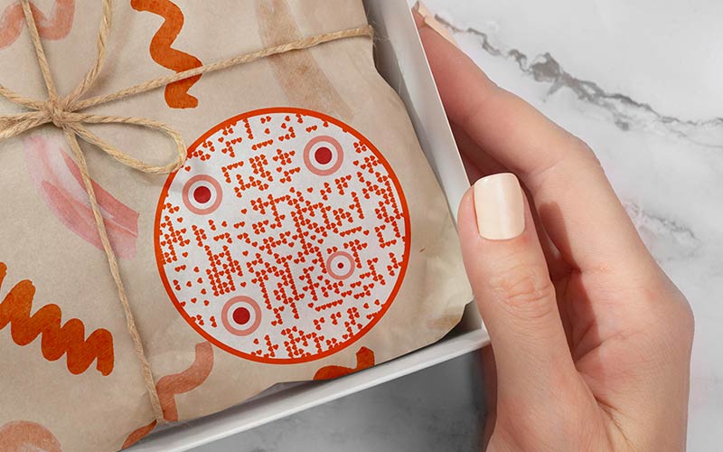 Caja con enlace Código QR embalaje interior