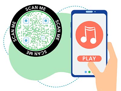 escanear un código QR con un smartphone para reproducir un archivo de audio
