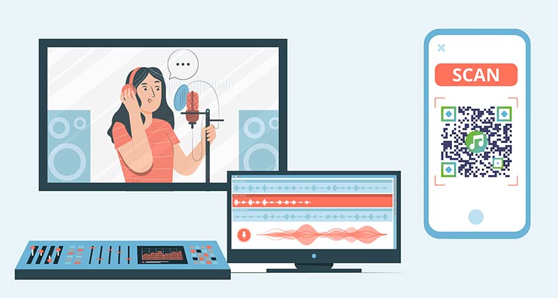 escanear el código QR de la música y ser dirigido al archivo de audio de alta calidad en el ordenador