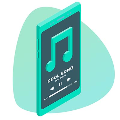 Archivo de audio reproduciéndose en un teléfono
