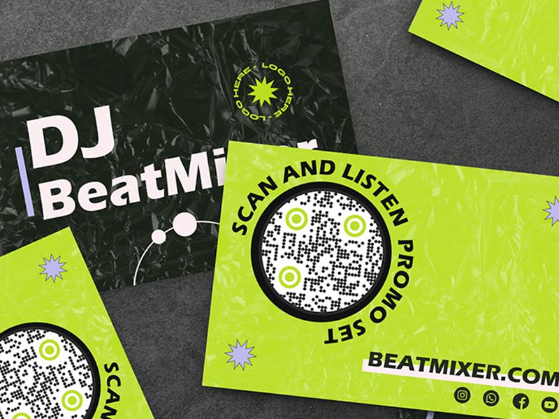 código QR de música en una tarjeta de visita de DJ