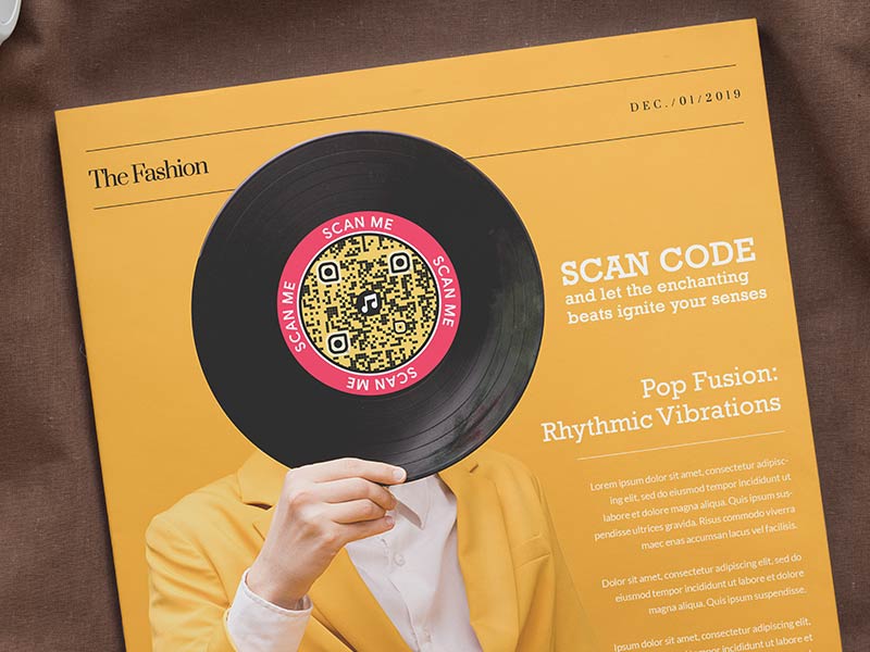 Código QR en una revista de música