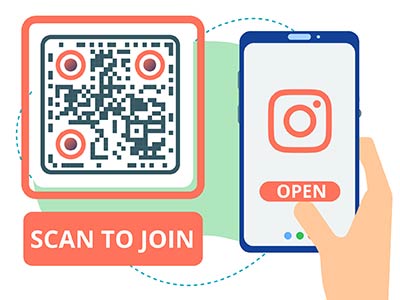 escanear el código QR de Instagram para abrir un perfil en la aplicación de redes sociales del teléfono