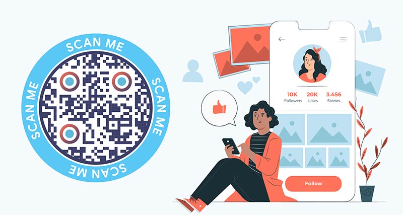 Abrir la página de perfil en Instagram escaneando el código QR de Instagram