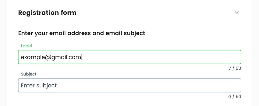 Registreerimisvormi ekraanipildil sisestatud e-posti aadress