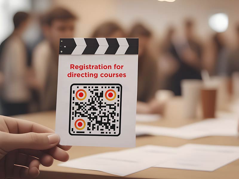 QR-koodi registreerimisega visiitkaart mehe käes