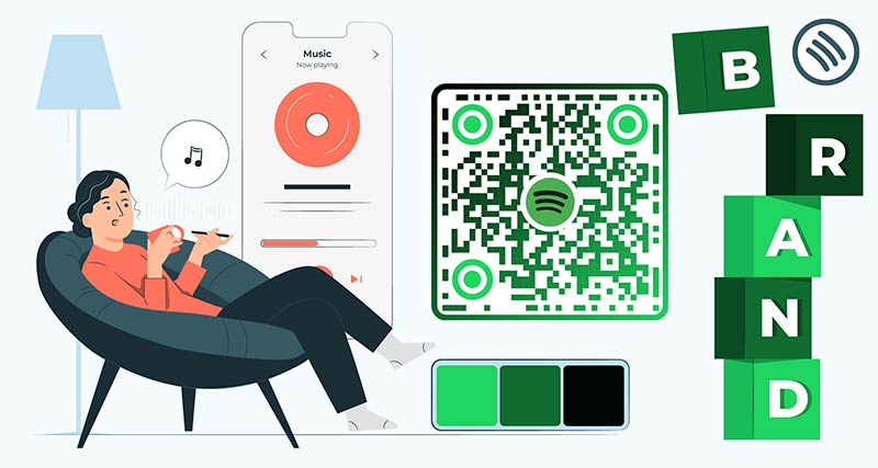 Mees kuulab muusikat Spotify's, kasutades QR-koodi