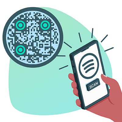 Nutitelefon skaneerib Spotify QR-koodi