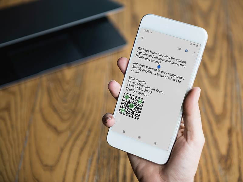 A song QR code in an email on your phone