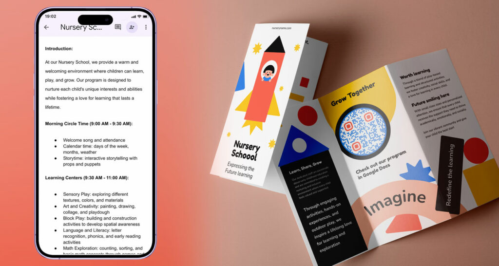 Código QR de Google Doc que lleva a contenido adicional abierto en el teléfono