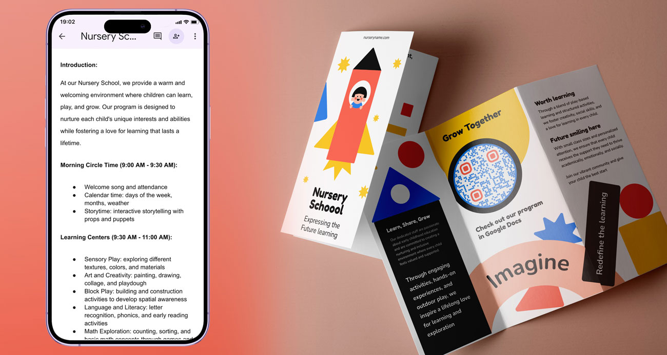 Google Doc QR-kood, mis avab telefonis täiendava sisu