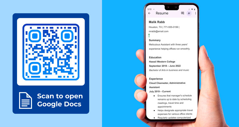 Näide, kuidas teha Google Docsi jaoks QR-koodi
