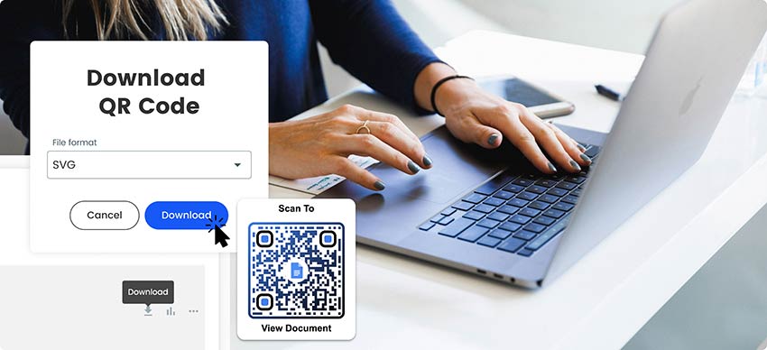 Valmis Google Doci QR-koodi salvestamine sülearvutisse
