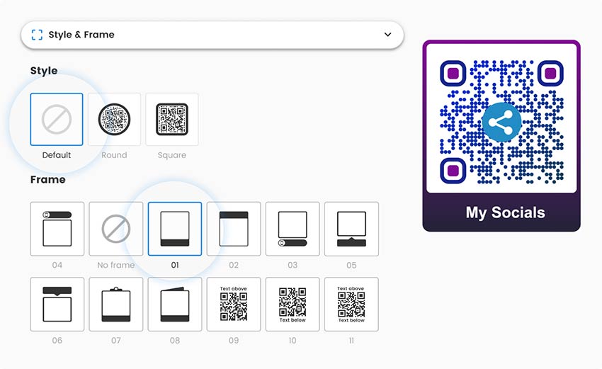 Valige sotsiaalmeedia QR-koodi stiil