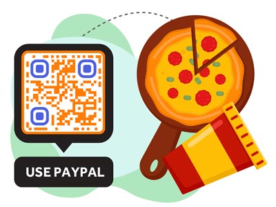 Klient lõpetab toidu eest maksmise, kasutades PayPal QR-koodi