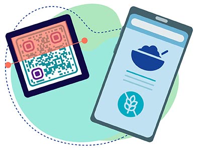 Una pantalla de teléfono con un menú y una lista de ingredientes