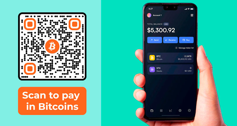 Un usuario envía moneda digital a su amigo utilizando el código QR de Bitcoin que escaneó en las redes sociales