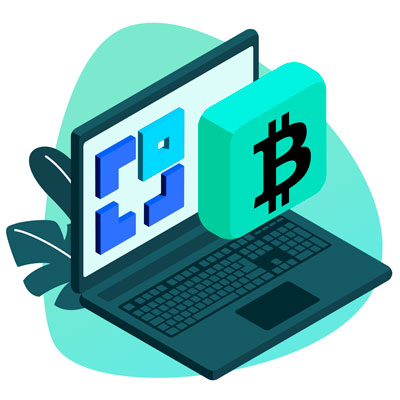 La pantalla de un portátil muestra el generador de códigos QR de Bitcoin
