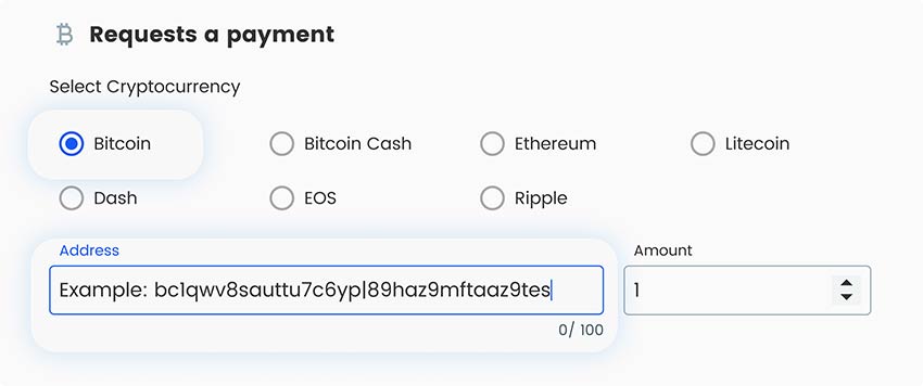Copying and pasting the Bitcoin wallet address into the Bitcoin QR code generator page