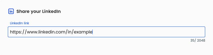 Copying and pasting the LinkedIn profile URL link into the LinkedIn QR code generator page