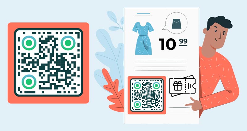 código QR del cupón impreso en un folleto y resaltado