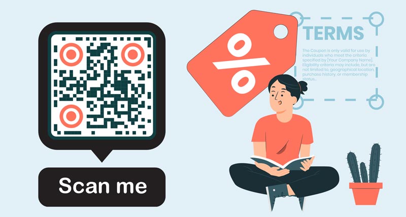 Ajakirja trükitud QR-kood koos kirjeldusega, millist soodustust inimesed saavad selle kasutamisel saada