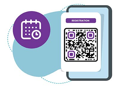 Código QR del evento en una pancarta para una inscripción sin interrupciones