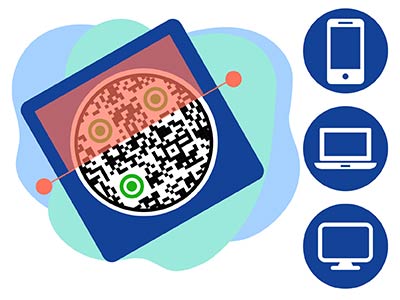 Los códigos QR se abren en el teléfono, el portátil y el ordenador de sobremesa