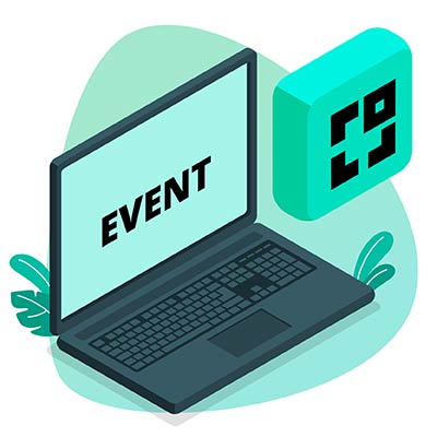Generador de códigos QR de eventos abierto en un portátil