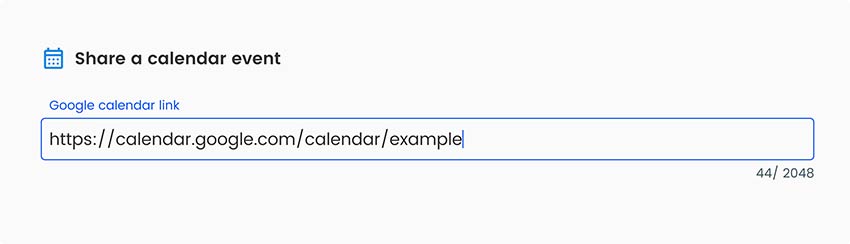 Lisateabe lisamine Google'i kalendri lingi kohta maandumislehele
